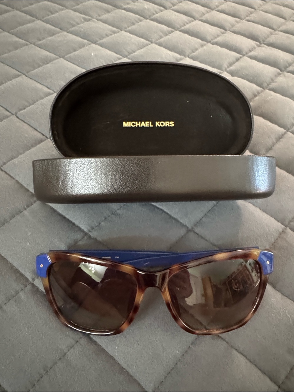 Michael Kors Brown Tortoiseshell Sunglasses with Blue Temples